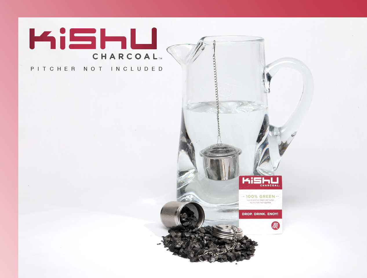 KISHU CHARCOAL BITS FOR FAST WATER FILTRATION - includes infuser + 3 month supply!