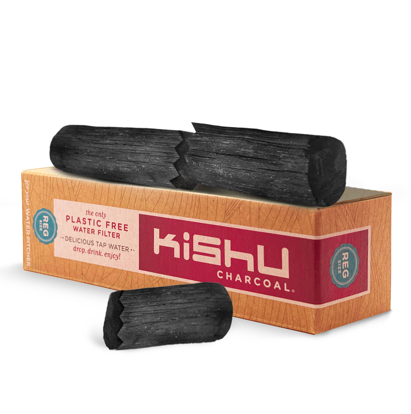 Kishu Charcoal Regular - 2 Half Pieces The ONLY CERTIFIED AND TESTED activated charcoal
