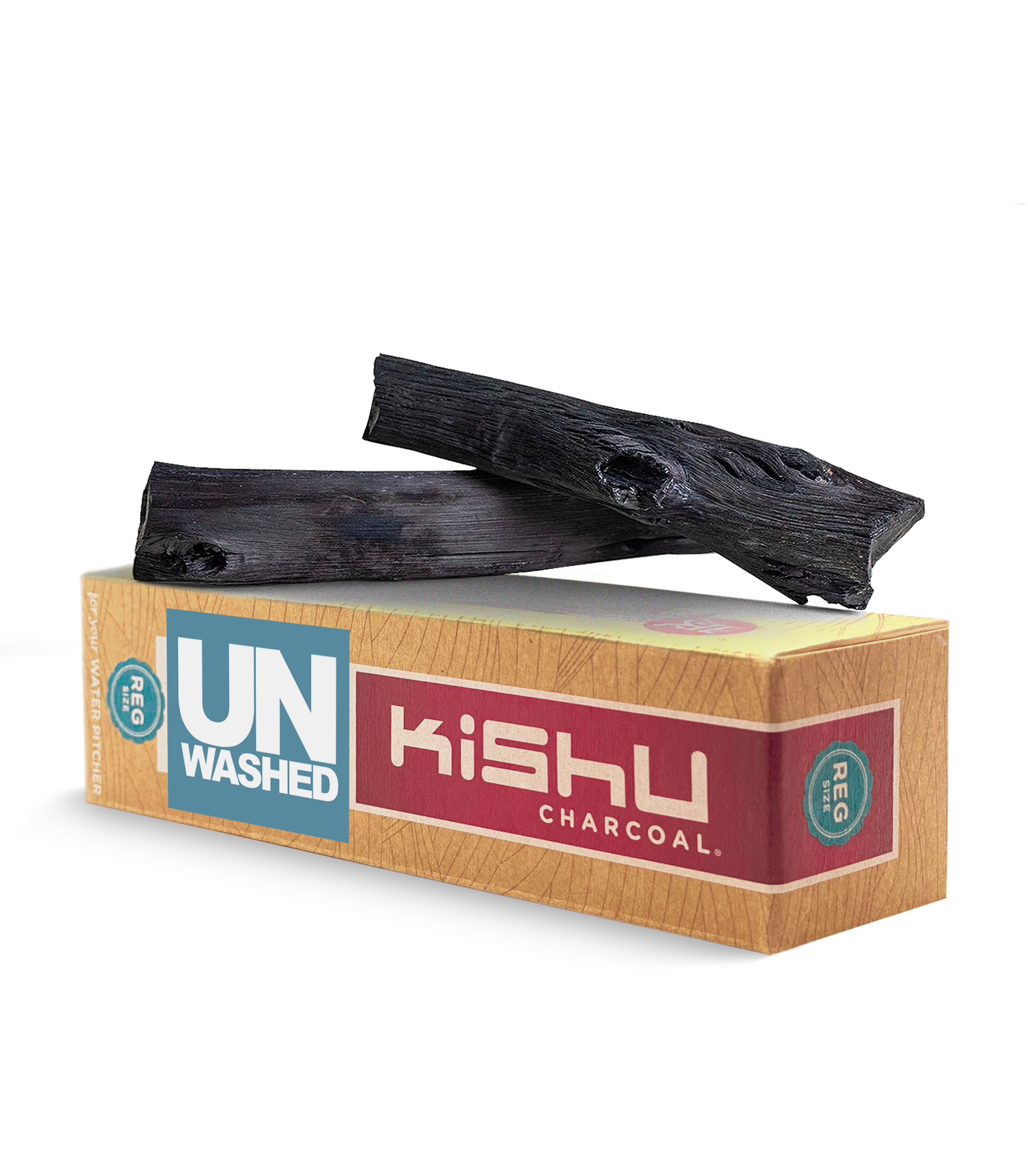 Kishu Charcoal Unwashed - 2 Regular Sticks for Pitchers. The only CERTIFIED and TESTED Activated Charcoal.